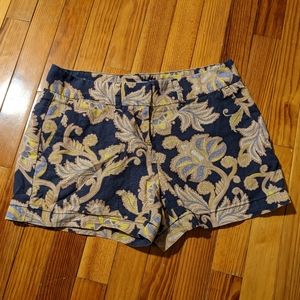 LOFT Navy Paisley Linen Shorts 00